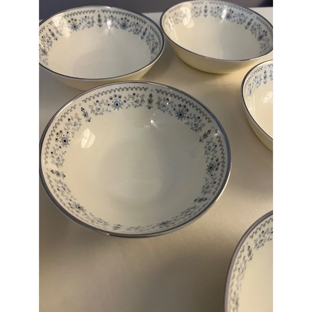 Vintage Minton Beaumaris Fruit/Dessert (Sauce) Bowls (8) Blue Floral 5 1/4